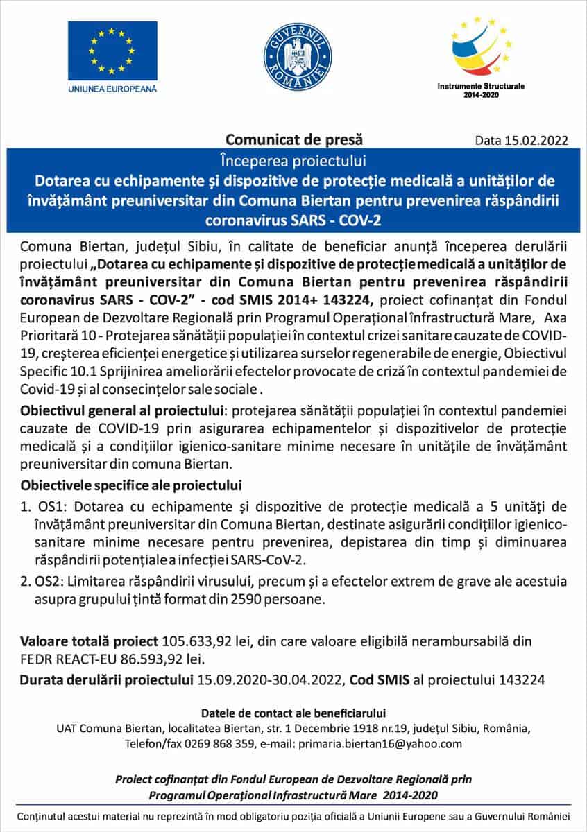 Începerea proiectului lnstrumente Structurale 2014-2020