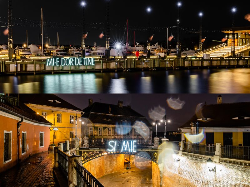 foto: mesaj de dragobete pe podul minciunilor - „și mie” luminează din sibiu