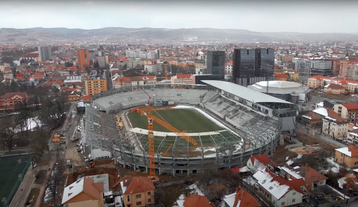 VIDEO – FOTO Stadionul Municipal prinde contur – Arena de cinci stele a Sibiului arată spectaculos