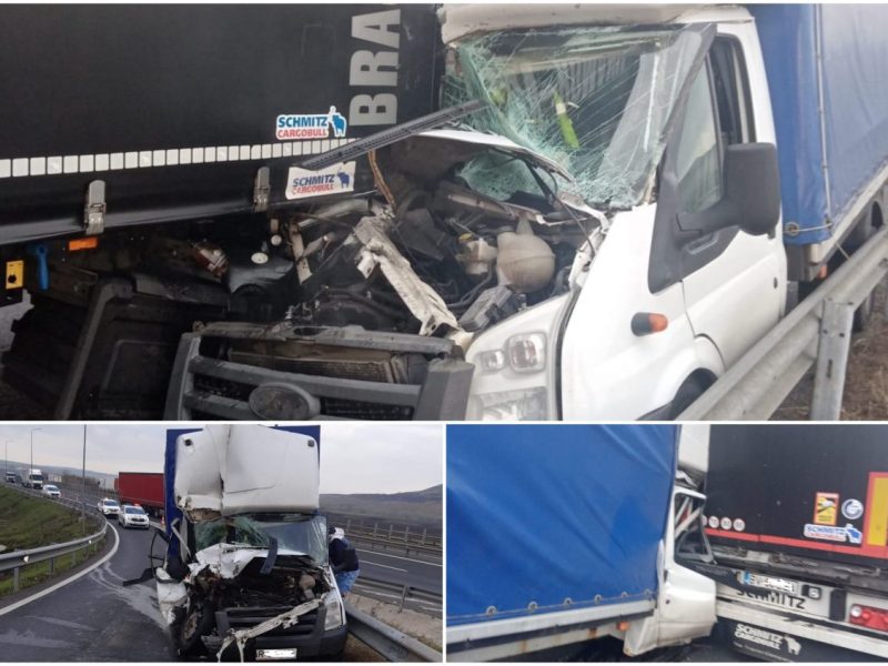 accident pe autostrada sebeș-sibiu - impact între o autoutilitară și un tir