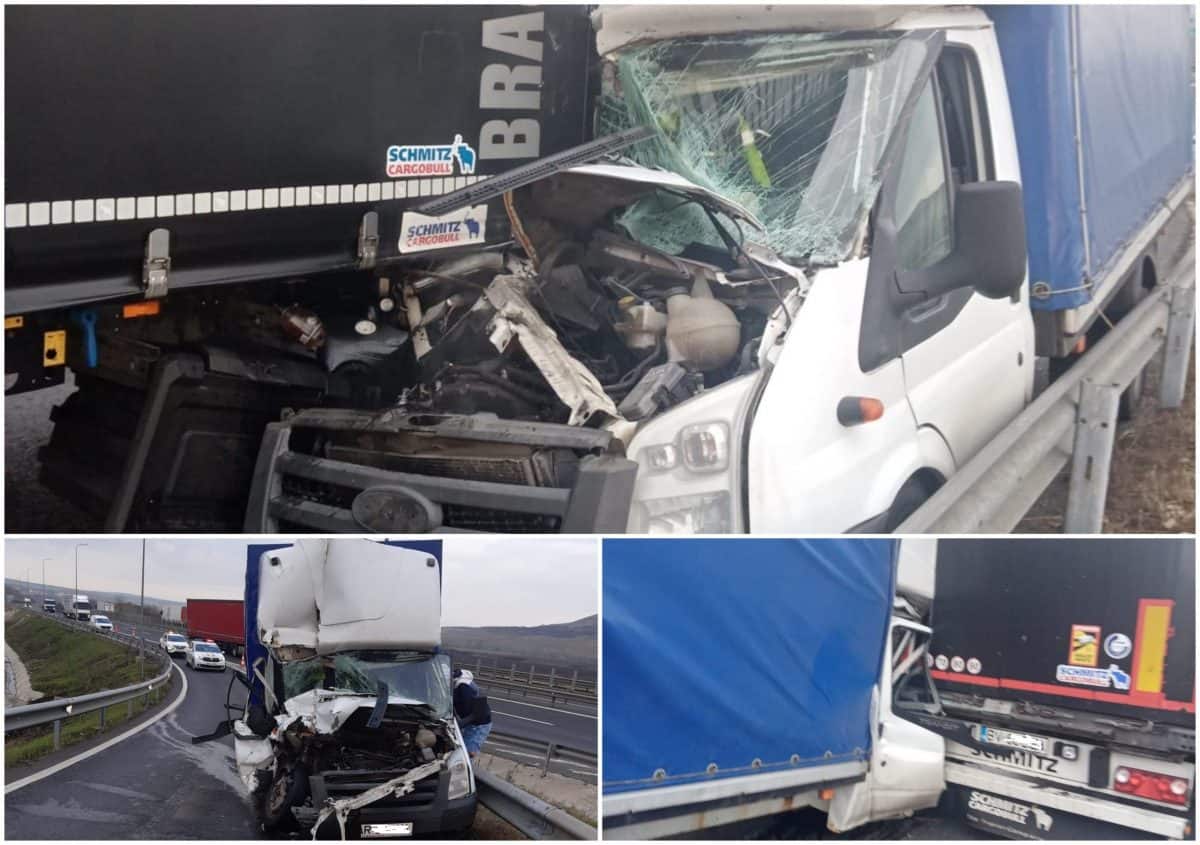 accident pe autostrada sebeș-sibiu - impact între o autoutilitară și un tir