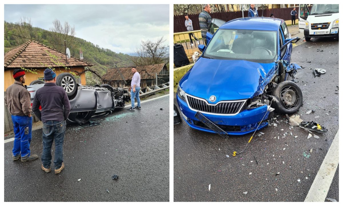 FOTO Accident pe Valea Oltului - Trafic blocat după ce două maşini s-au ciocnit