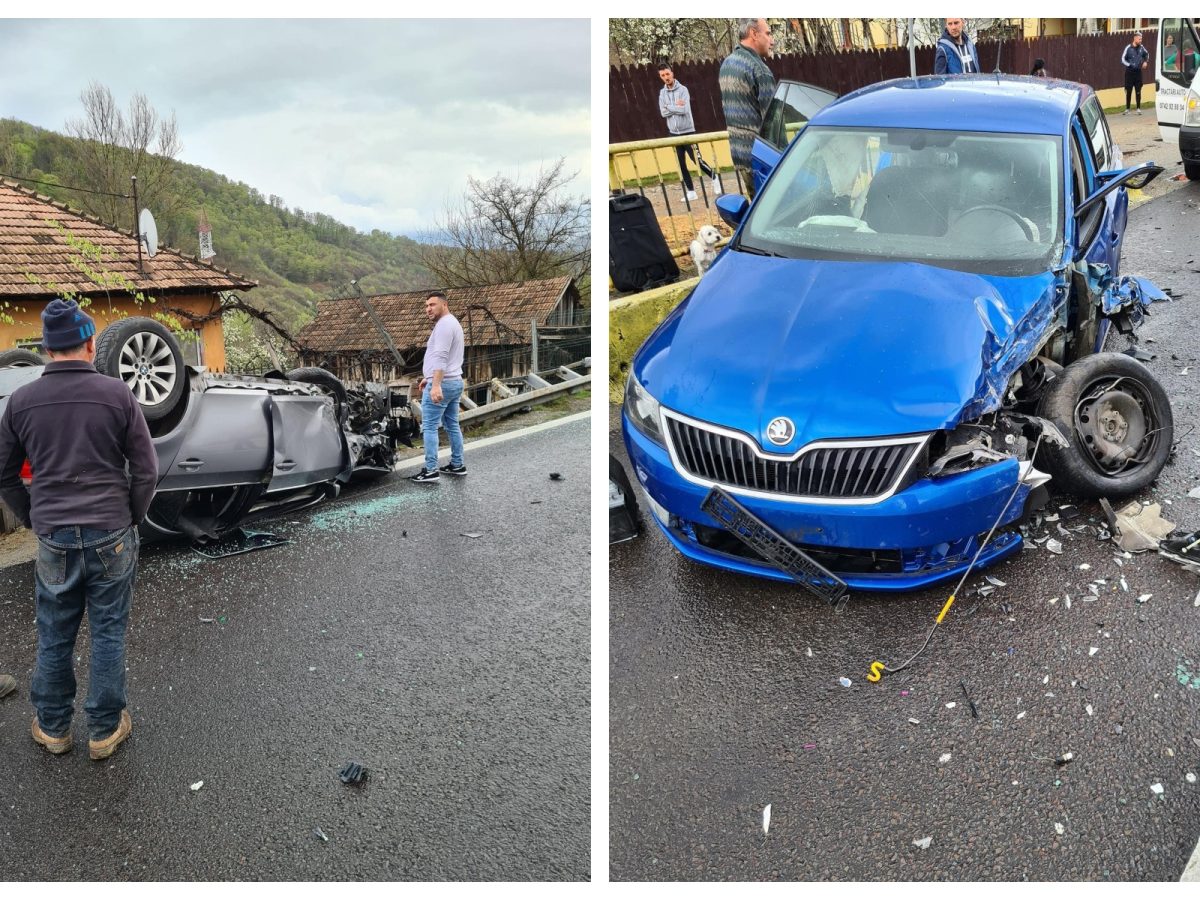 FOTO Accident pe Valea Oltului - Trafic blocat după ce două maşini s-au ciocnit