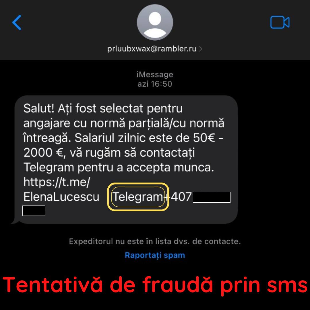 atenție la tentativele de fraudă prin sms - mesaje false cu anunțuri de angajare