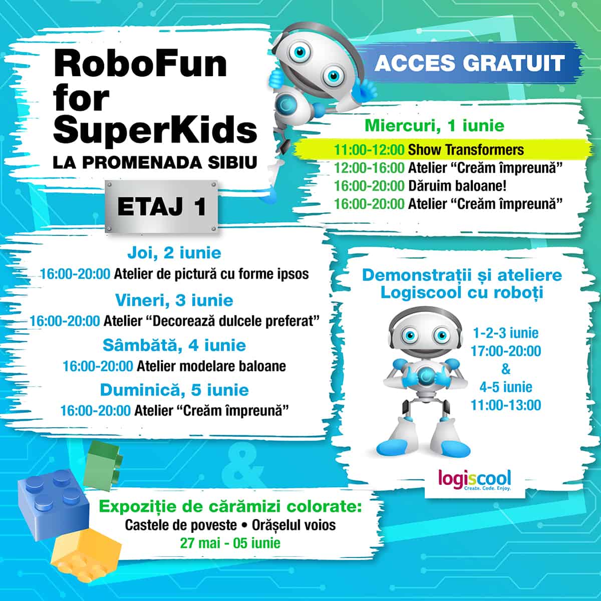zile de distracție pentru copii, la promenada sibiu 1-5 iunie: robofun for superkids