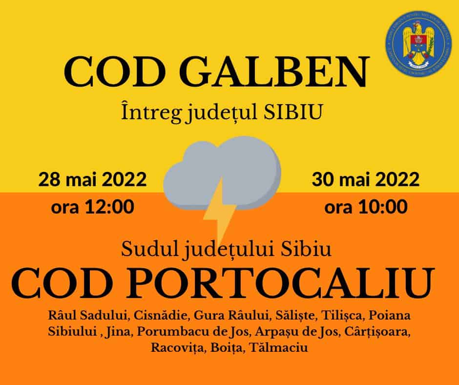 Sibiul, sub cod galben de furtună - Cod portocaliu în Cisnădie, Săliște, Jina și alte zece localități