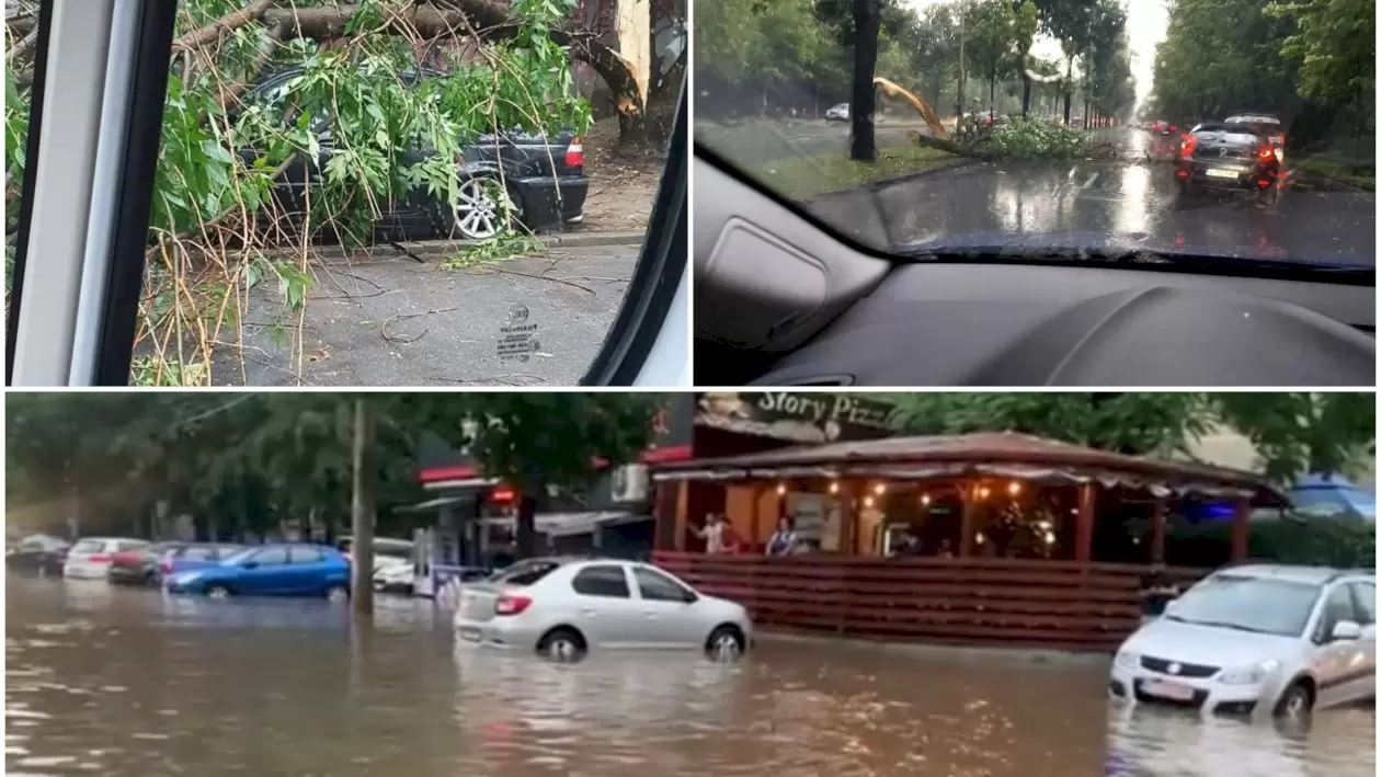 foto furtuna a făcut ravagii în capitală - case inundate, copacii rupți și zeci de mașini avariate
