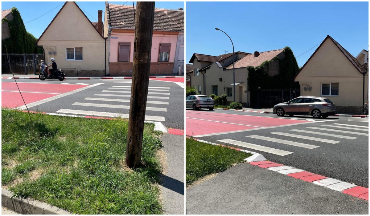 foto: sibienii, nemulțumiți de o trecere de pietoni de pe kogălniceanu - „sari prin iarbă ca să treci strada” - primăria a găsit soluția