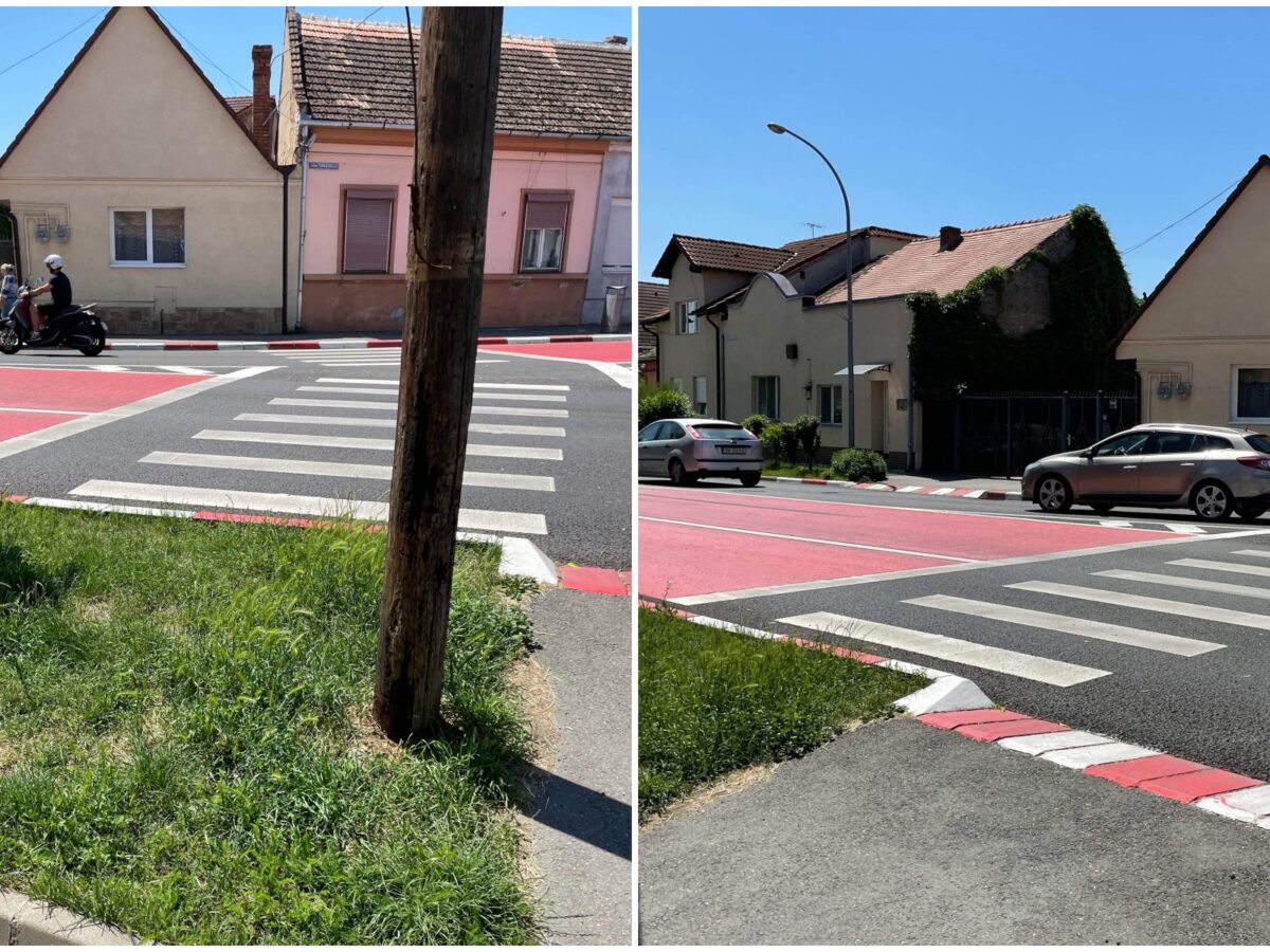 foto: sibienii, nemulțumiți de o trecere de pietoni de pe kogălniceanu - „sari prin iarbă ca să treci strada” - primăria a găsit soluția