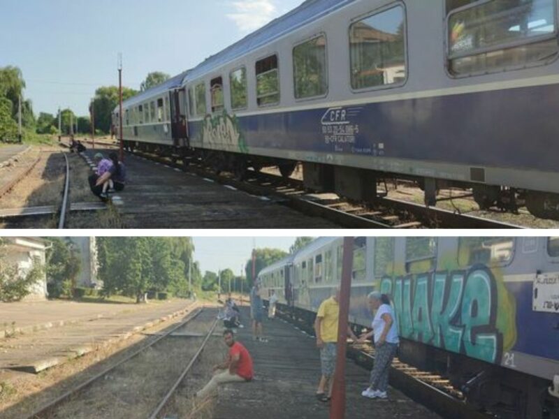 foto un tren care venea de la vâlcea la sibiu s-a stricat pe drum din cauza căldurii
