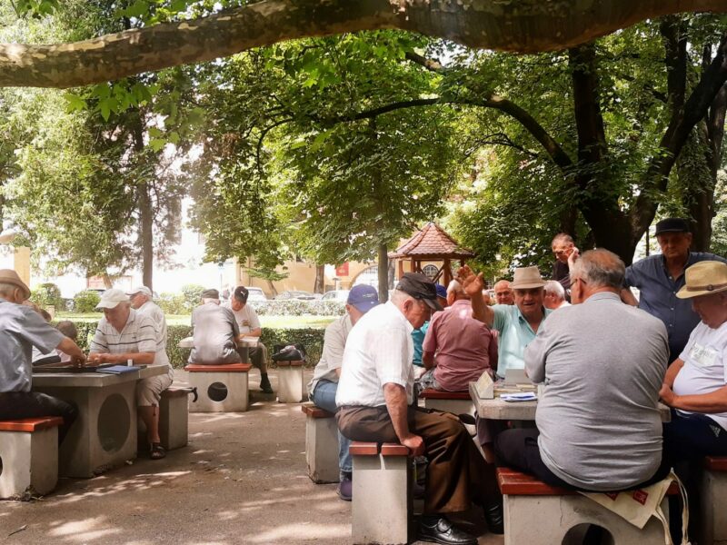 oaza de relaxare a pensionarilor din sibiu - jocuri de table și șah în parcul astra