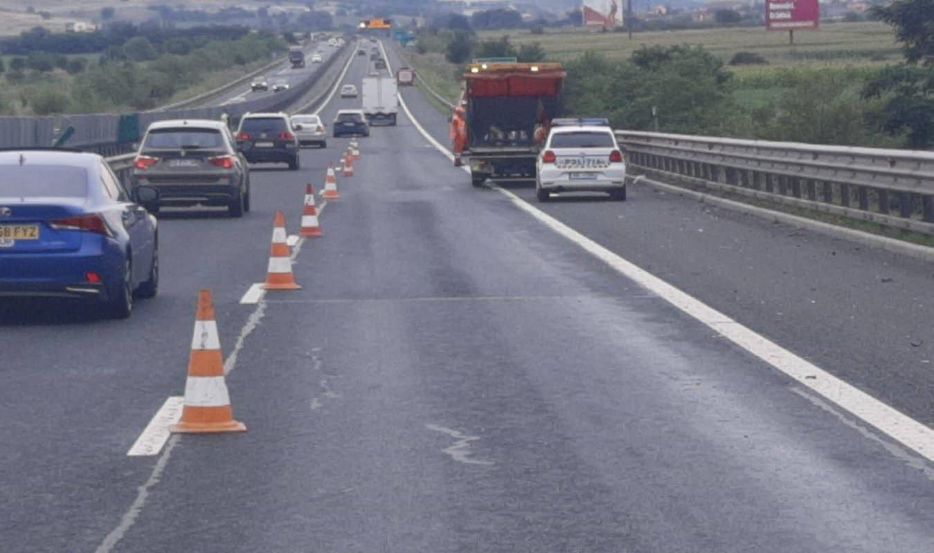 Accident pe autostradă la Cristian pe sensul de mers către Sibiu - Două autovehicule implicate