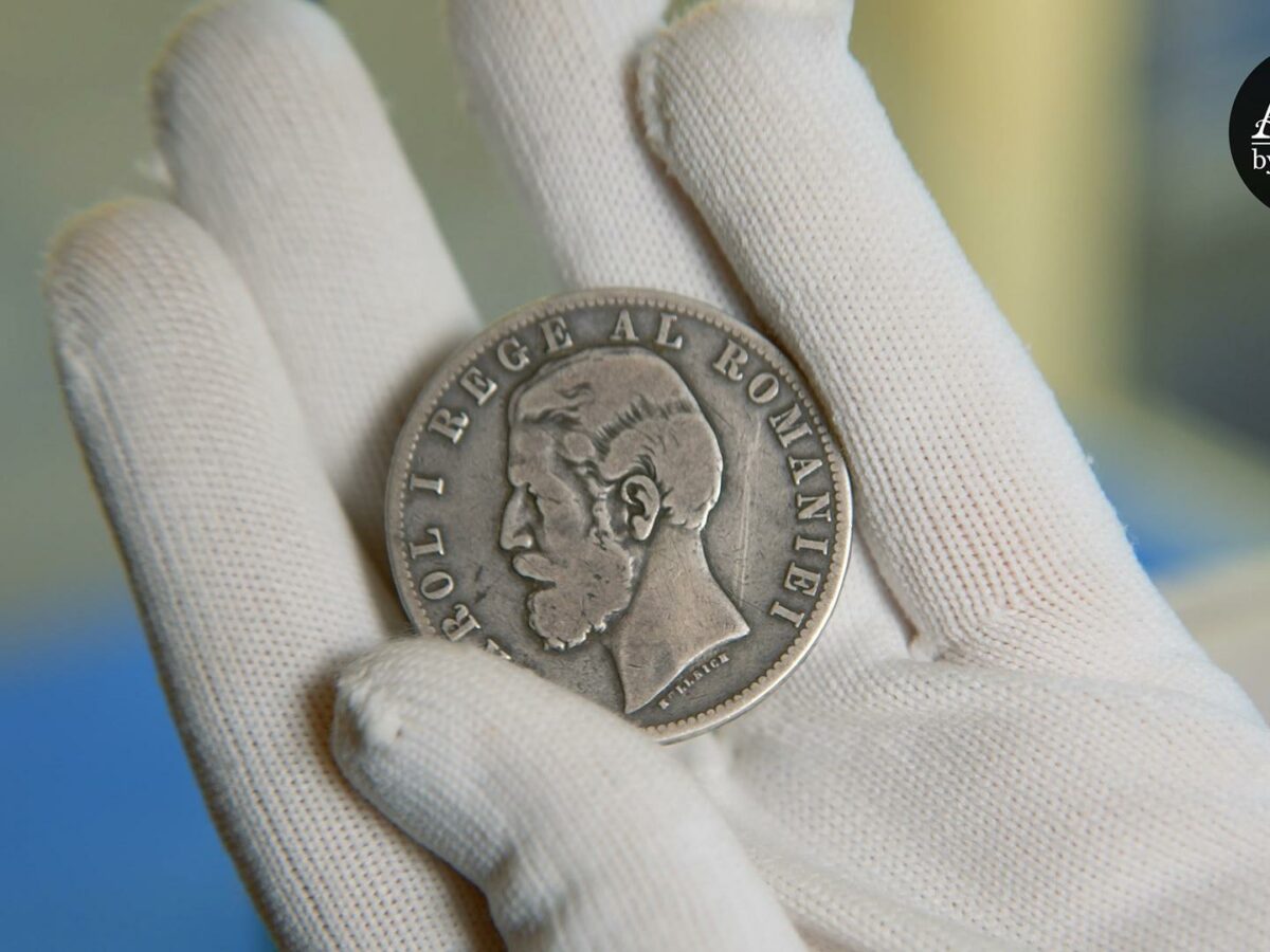 o monedă de 5 lei din 1881 scoasă la licitație - prețul de pornire este de 4.000 de euro