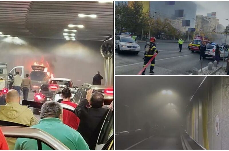 panică în pasajul unirii din bucurești - mașină în flăcări și zeci de oameni evacuați
