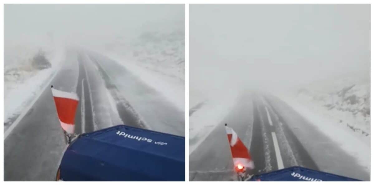 video ninge pe transfăgărășan - drumarii intervin cu material antiderapant