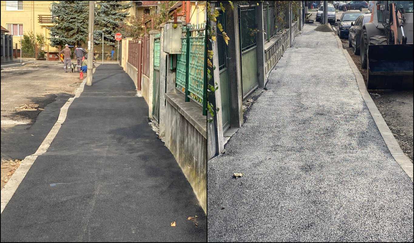 FOTO: Lucrare de mântuială în Sibiu - Trotuarul cu valuri - „Avem un nou skatepark în oraș”