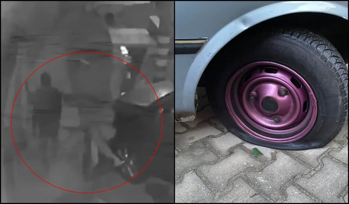 video: opt mașini vandalizate în copșa mică - doi indivizi, filmați când taie cauciucurile