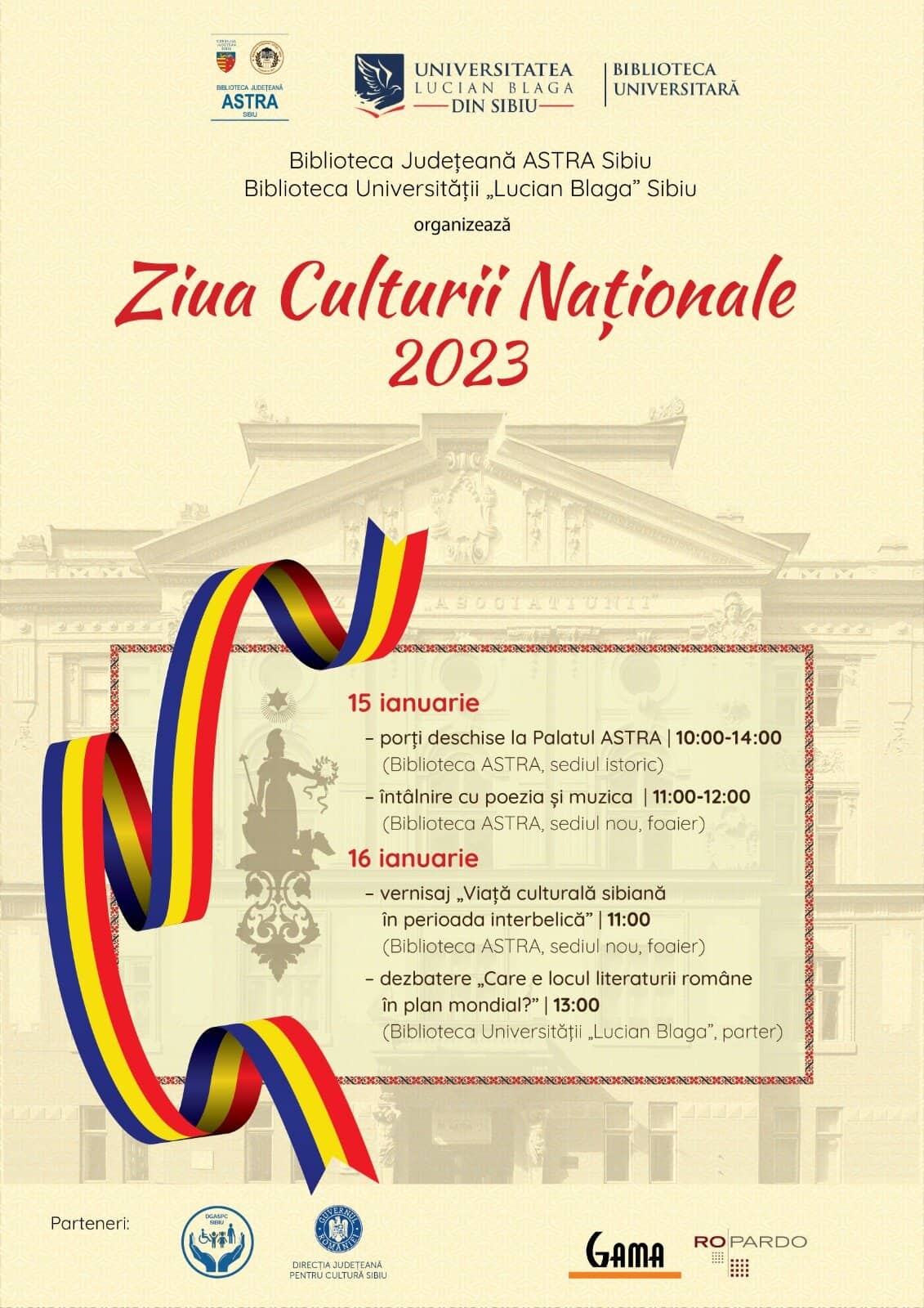 programul evenimentelor dedicat sărbătorii zilei culturii naționale 2023 la biblioteca astra și ”lucian blaga” din sibiu