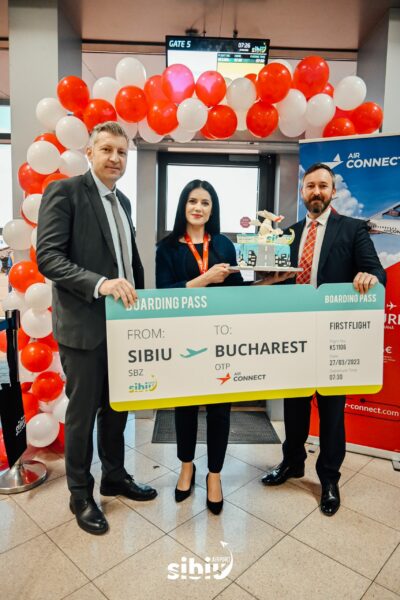 S-au reluat cursele aeriene între Sibiu și București - Air Connect a făcut luni primul zbor cu 32 de pasageri