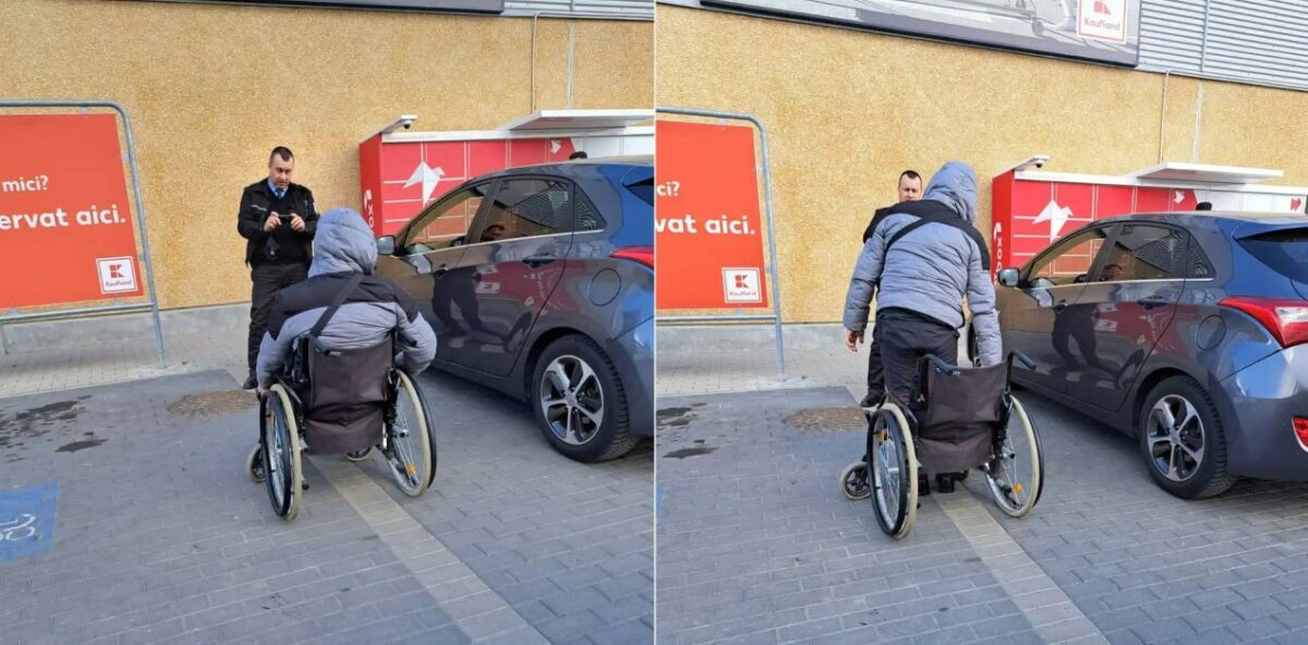 foto un bărbat în scaun cu rotile s-a ”vindecat” imediat ce a văzut poliția locală