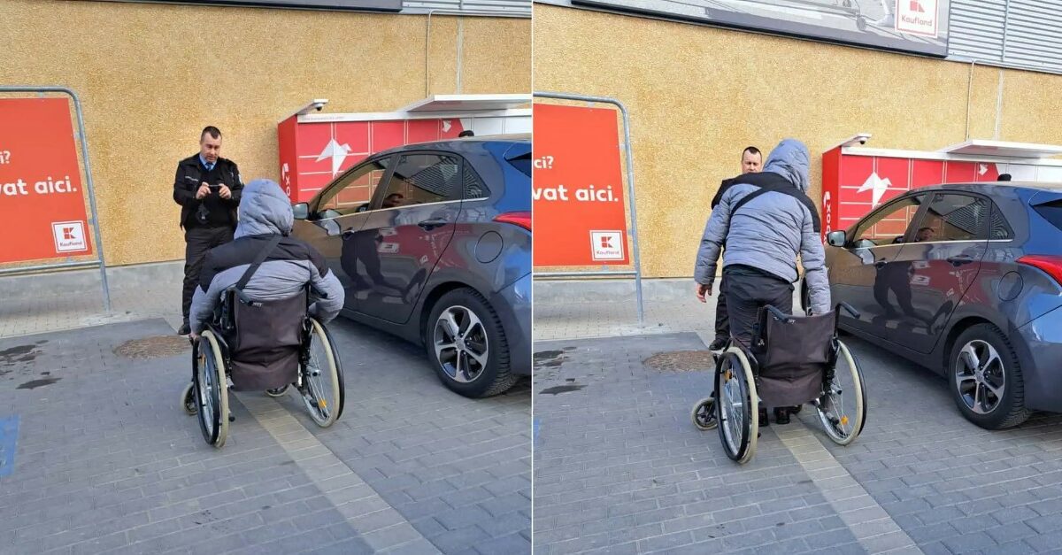 foto un bărbat în scaun cu rotile s-a ”vindecat” imediat ce a văzut poliția locală