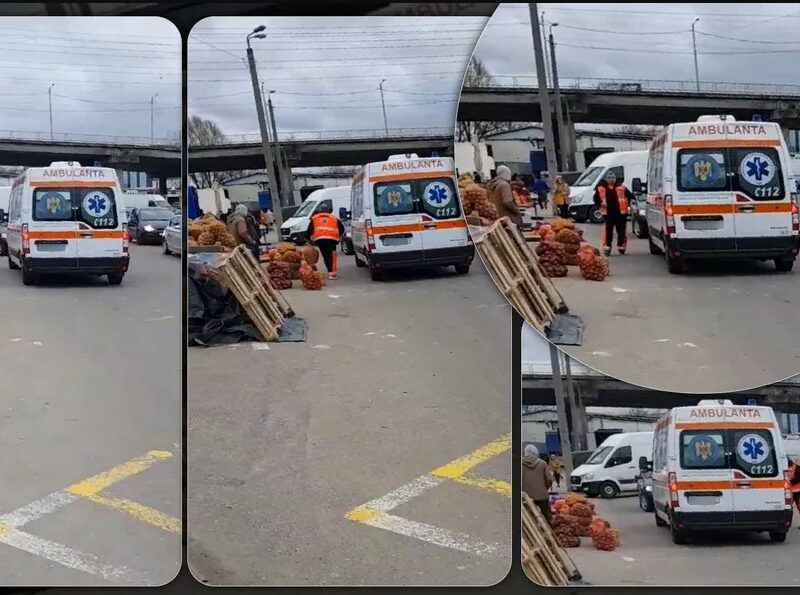 video viral - angajații saj în piață cu ambulanța - au cumpărat saci de cartofi