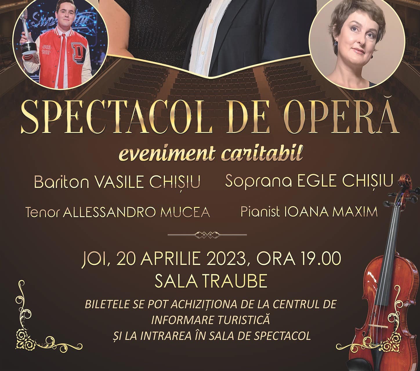 Concert caritabil la Mediaș pe 20 aprilie - Vasile și Egle Chișiu, cap de afiș la Sala Traube