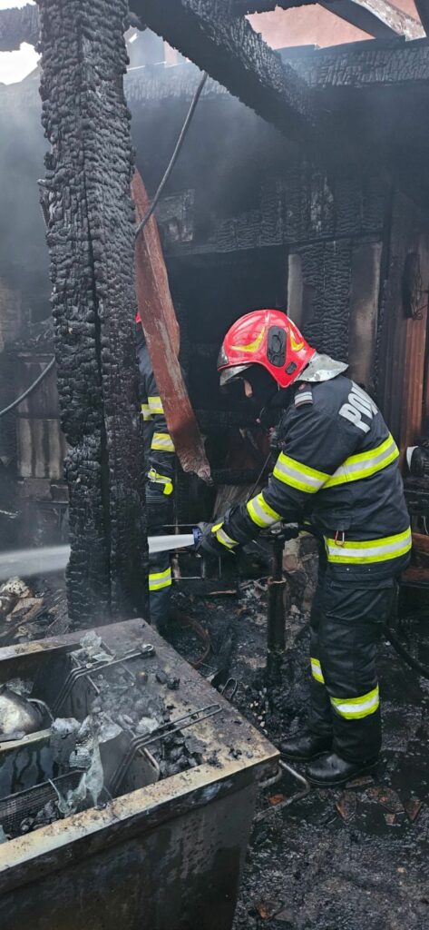 VIDEO Incendiu pe strada Eremia Grigorescu - A luat foc o anexă gospodărească