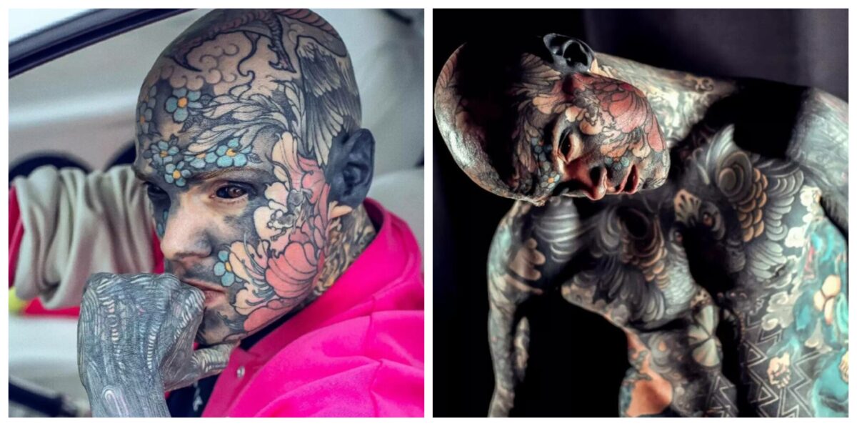 foto cel mai tatuat bărbat din lume lucrează ca profesor - sylvain a cheltuit peste 64.000 de euro pentru tatuaje
