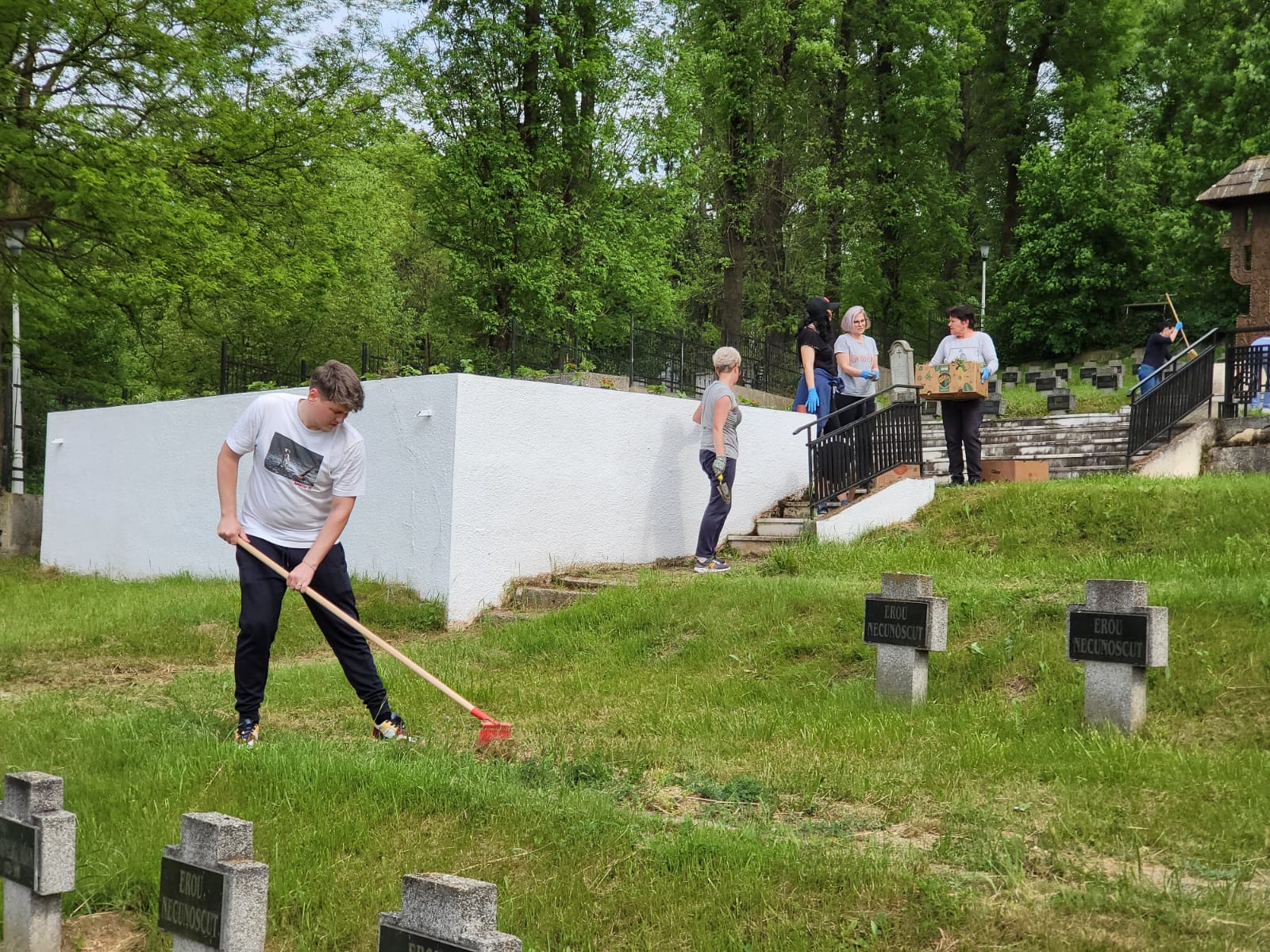 foto cimitirul eroilor din mediaș curățat în ”săptămâna națională a voluntariatului”