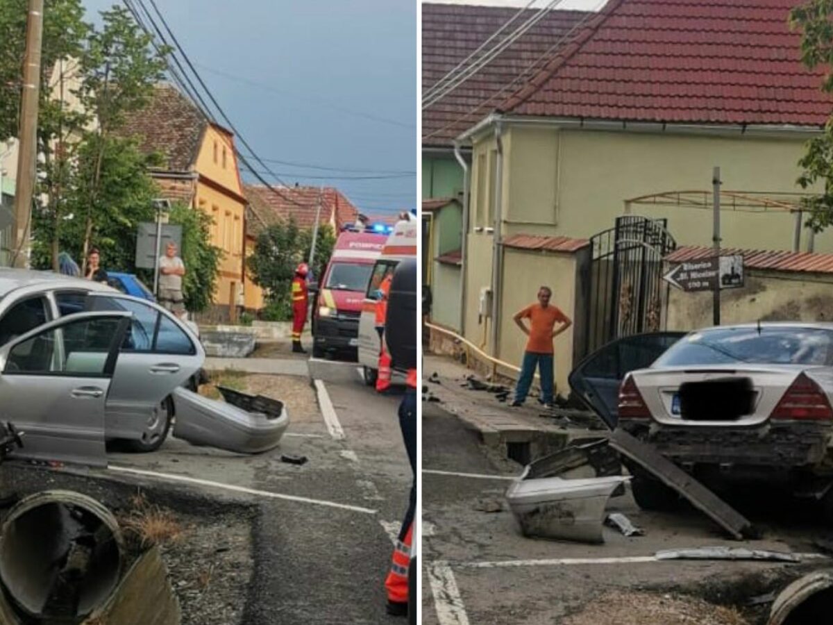 accident pe dn14 la ruși - o mașină a lovit zidul unei case