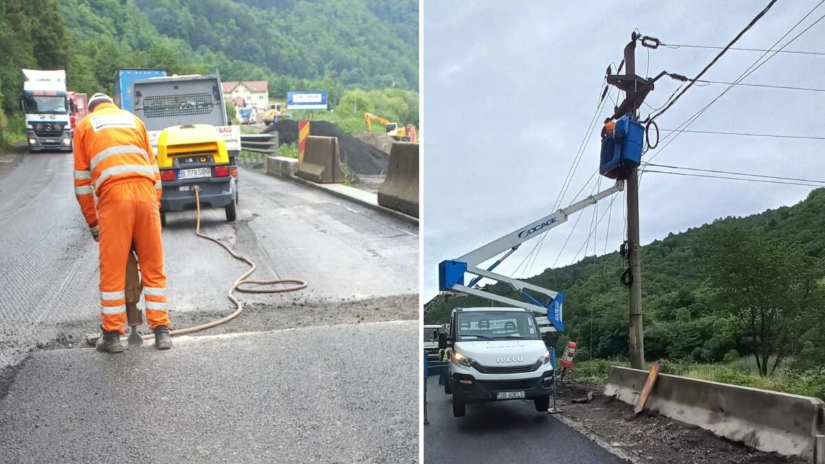 FOTO Lucrările de la Boița avansează - Au fost montați stâlpi parapet și cabluri electrice