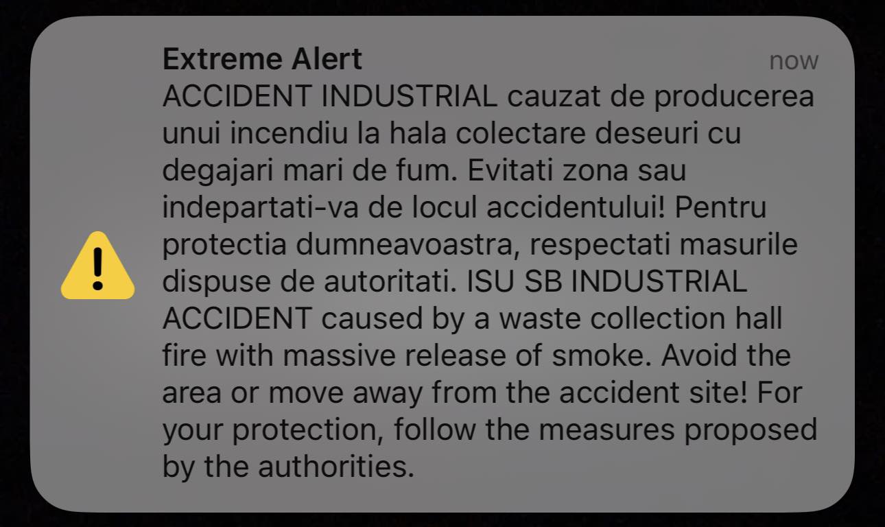 update: mesaj de alertă extremă pe telefoanele sibienilor din cauza incendiului - isu: „evitați zona”