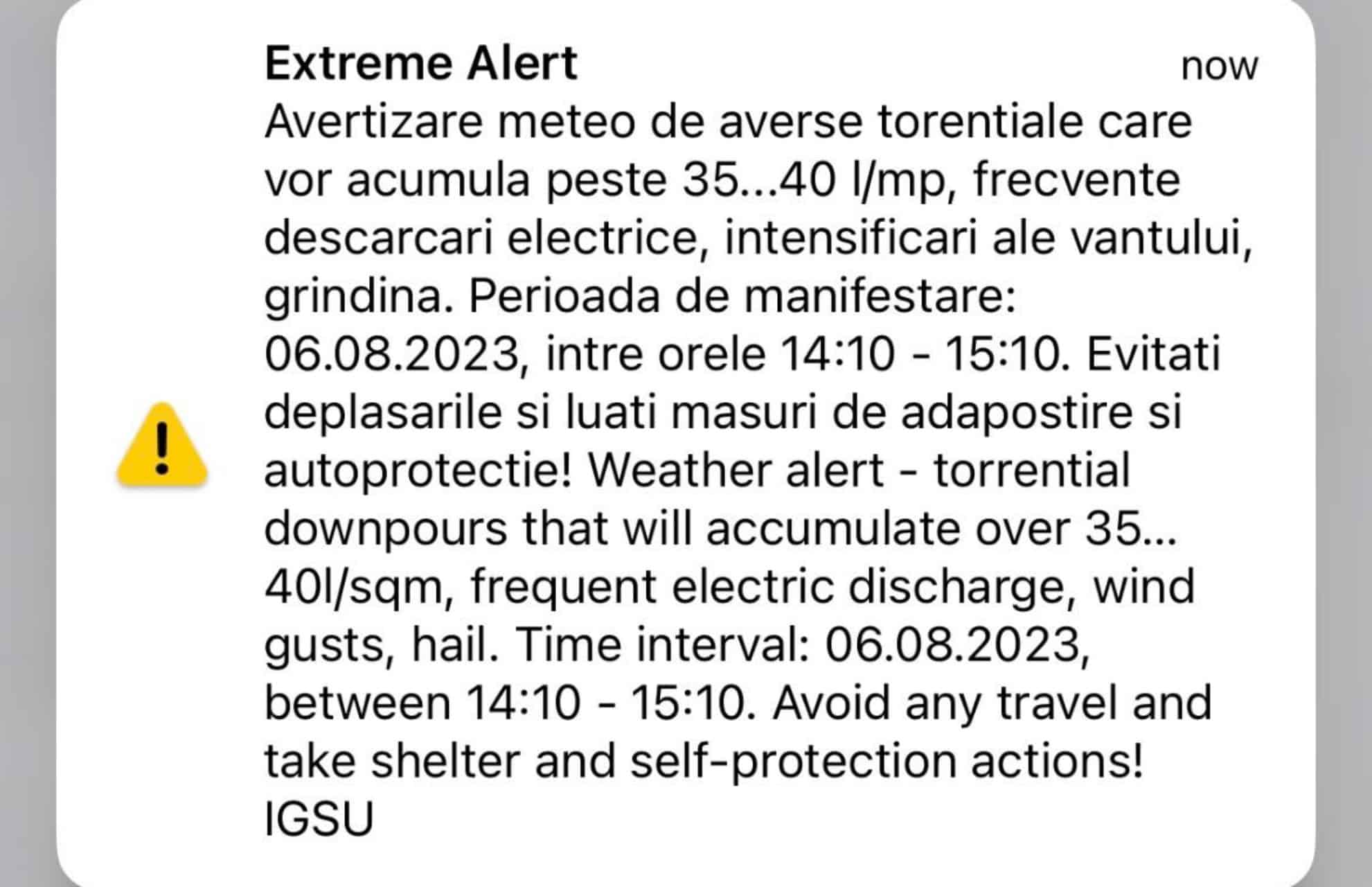 furtună la sibiu. isu a emis ro-alert