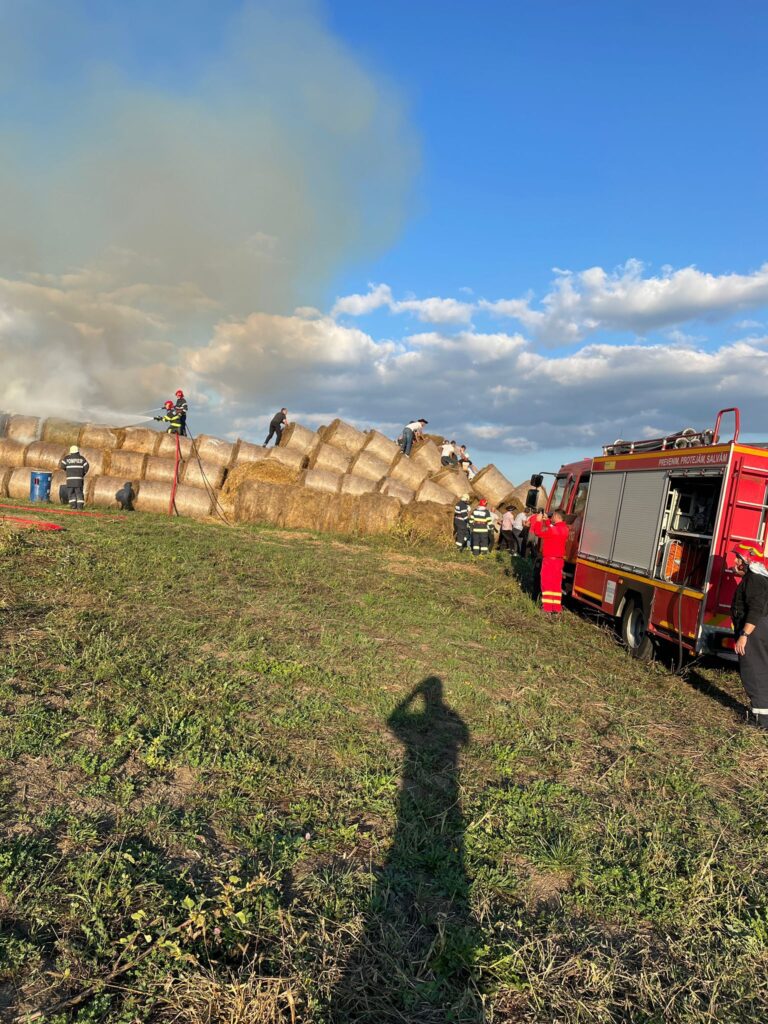incendiu pe un câmp din vard. sute de baloți incendiați s-au făcut scrum (foto)
