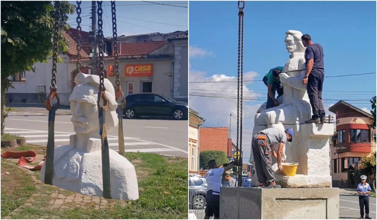 Statuia lui Gheorghe Lazăr, amplasată în Avrig. Slujba de sfințire, în 17 septembrie 