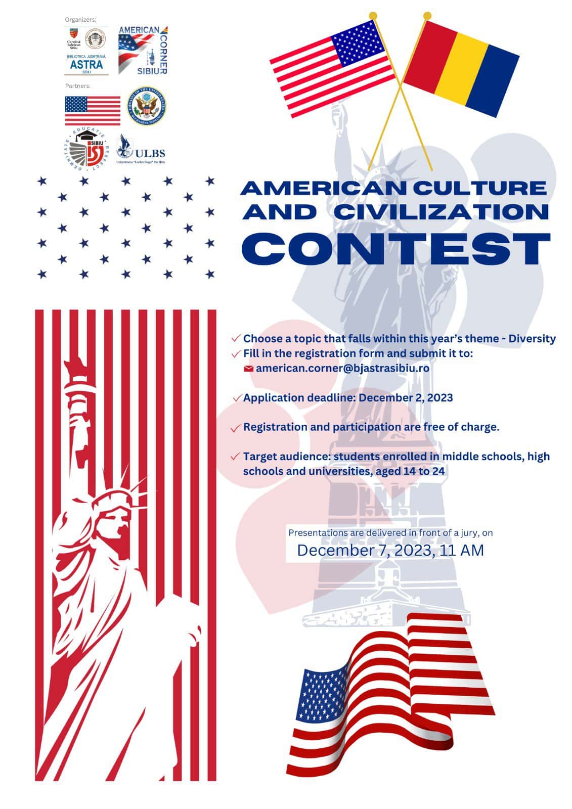 elevii și studenții din sibiu sunt invitați să participe la un concurs de cultură americană