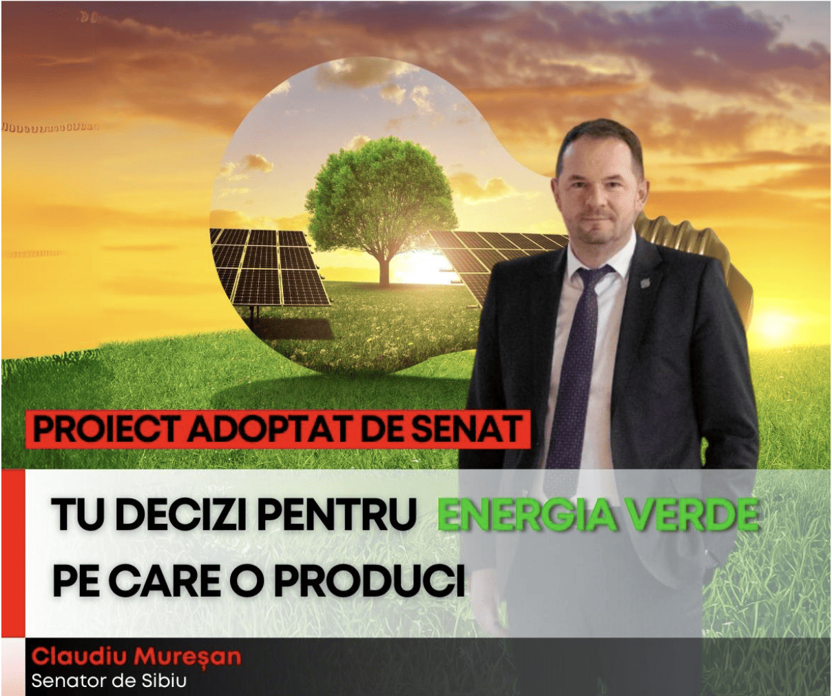 proiectul senatorului sibian claudiu mureșan, adoptat în senat. sprijin pentru prosumatorii din românia