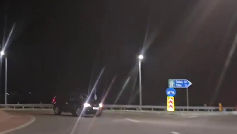 șofer pe contra sens în giratoriu la boița la intrarea pe autostradă (video)
