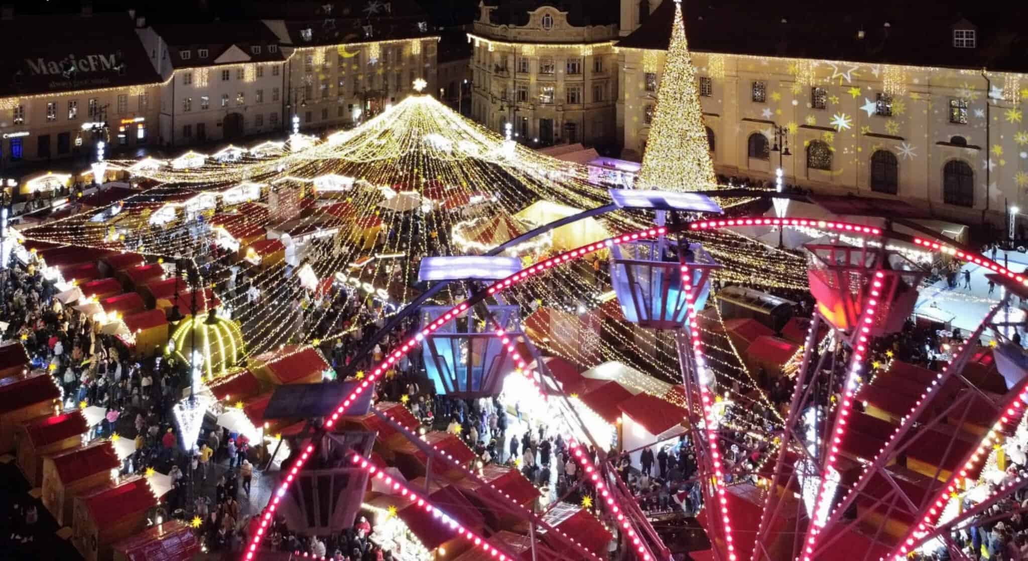 Imagini spectaculoase de la Târgul de Crăciun din Sibiu. Mii de vizitatori în seara deschiderii (video, foto)