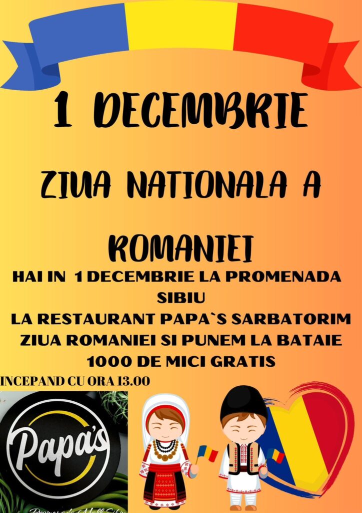 sărbătorește românește la papa's. 1.000 de mici gratuiți la singurul restaurant tradițional din promenada sibiu