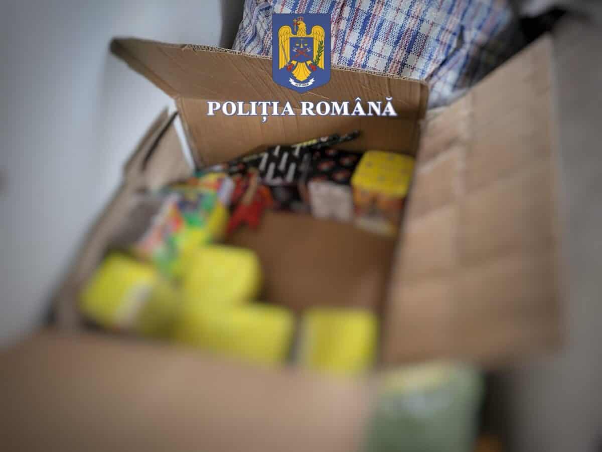 Percheziții la Brateiu și Dumbrăveni. Poliția a confiscat peste 300 de kilograme de petarde și artificii (foto)