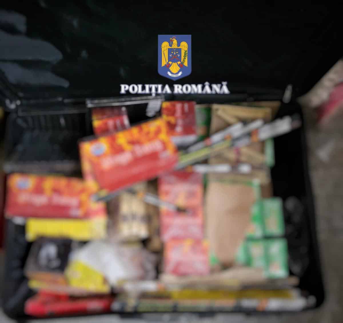 Percheziții la Brateiu și Dumbrăveni. Poliția a confiscat peste 300 de kilograme de petarde și artificii (foto)