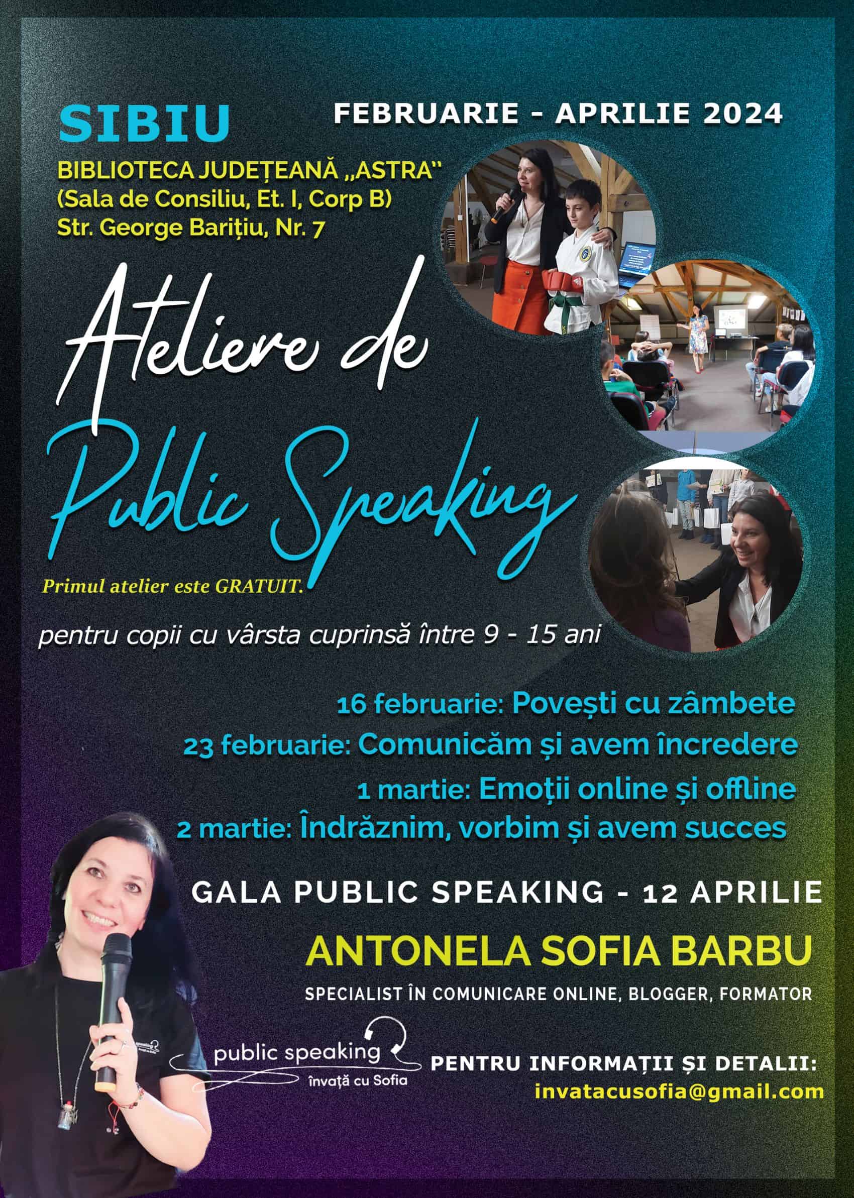 Ateliere de public speaking pentru copii la Biblioteca Astra Sibiu. Programul activităților