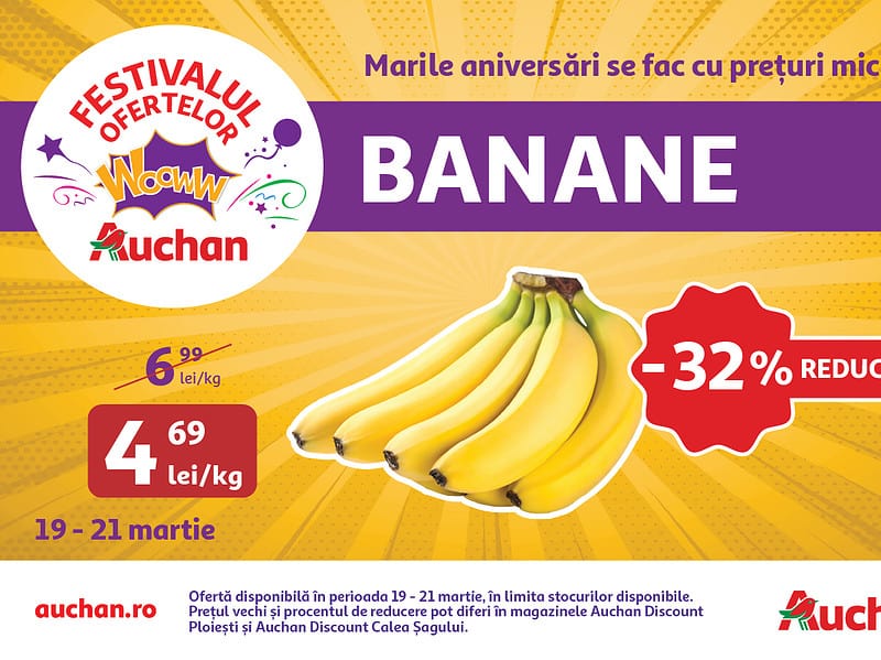 festivalul ofertelor wooww la auchan îți aduce super reduceri la banane, lego și sute de alte de produse