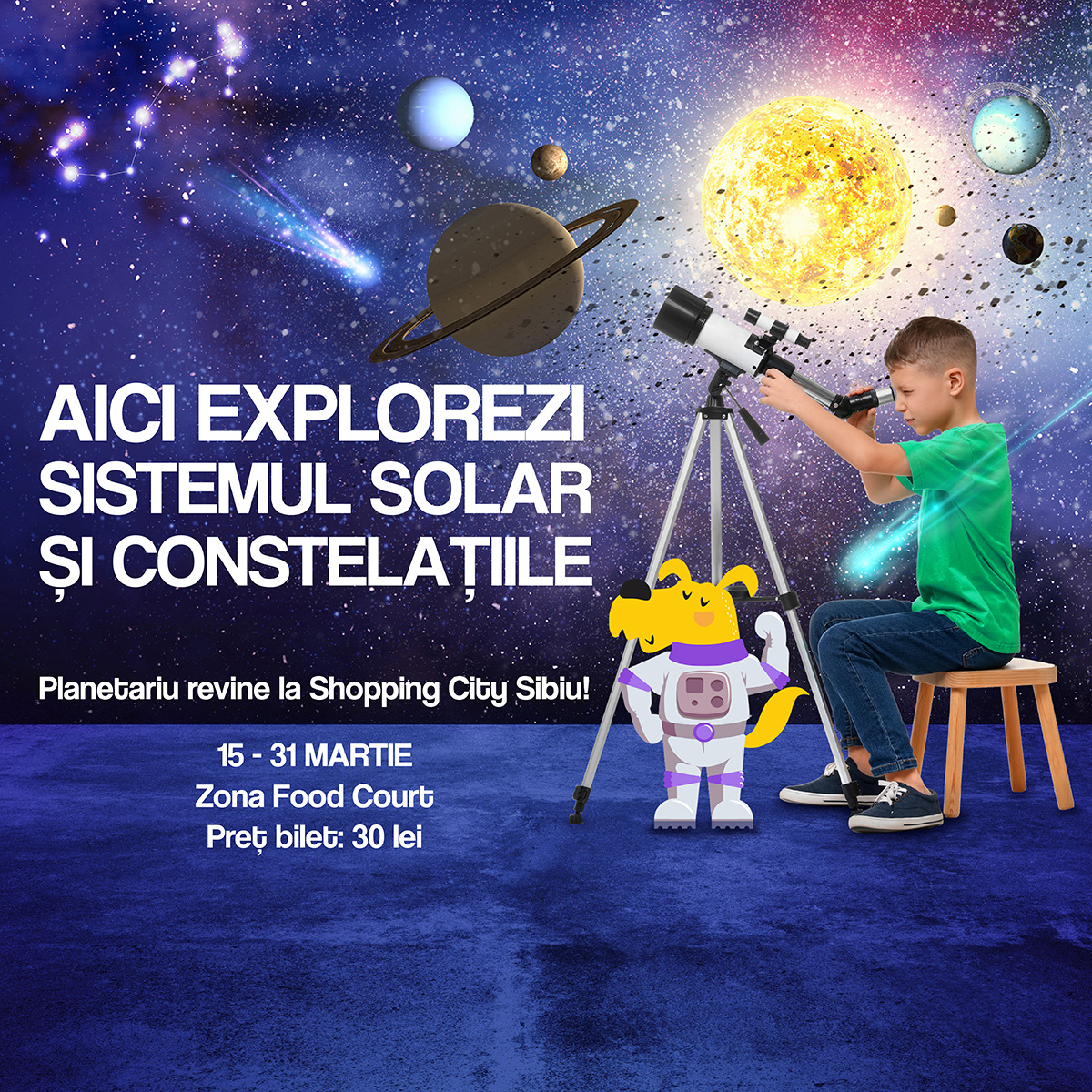 Descoperă Universul într-o călătorie interstelară și interactivă la Planetariul Shopping City Sibiu