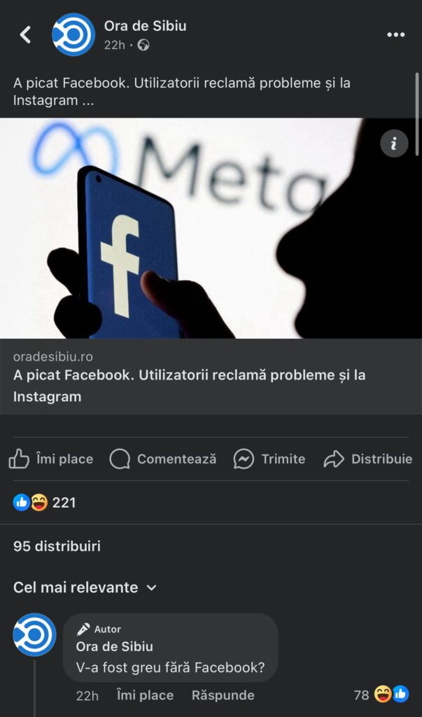 isterie printre sibieni după ce facebook și instagram nu au mai funcționat. psihologii explică: „e o dependență a creierului nostru de social media”