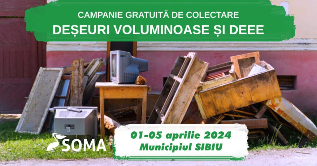 Aprilie 2024: Soma organizează campanie de colectare a deșeurilor voluminoase, inclusiv a celor electrice și electronice