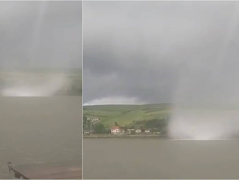 tornadă spectaculoasă deasupra lacului mărtinești din cluj (video)