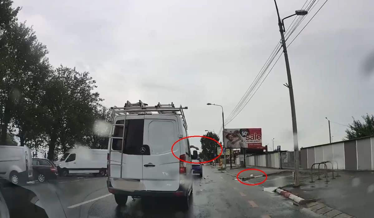 sibian surprins în timp ce aruncă gunoi pe geamul mașinii la obor (video)